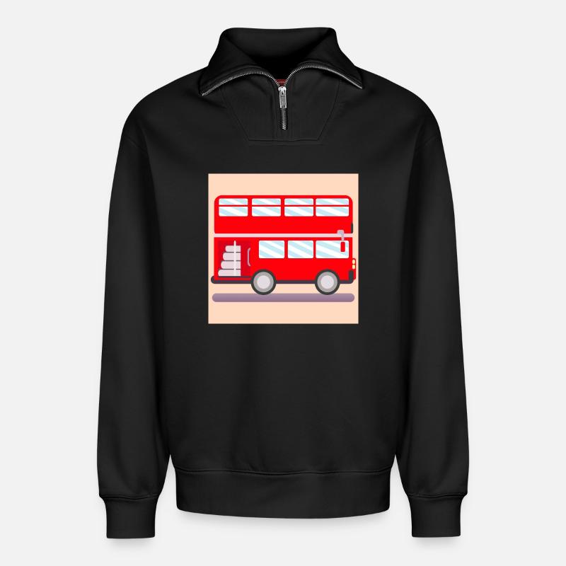 CHAUFFEUR DE BUS - Sweat unisexe décontracté en coton biologique à demi-zip – de SPREAD - noir