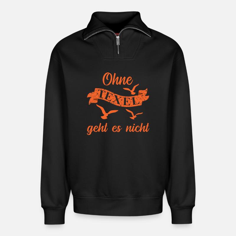 Texel Urlaub - Relaxed Unisex Organic Half Zip Sweatshirt – von SPREAD - Schwarz