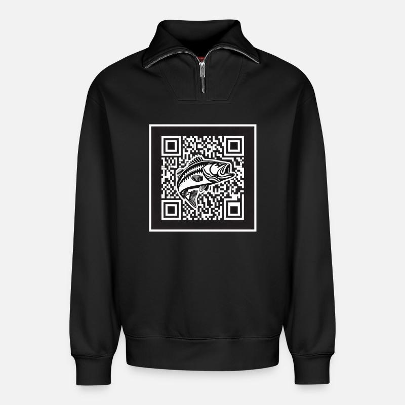 Barsch QR Code Design - Relaxed Unisex Organic Half Zip Sweatshirt – von SPREAD - Schwarz