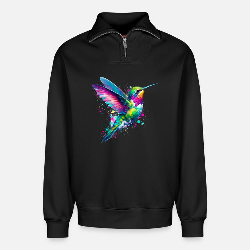 Kolibri - Relaxed Unisex Organic Half Zip Sweatshirt – von SPREAD - Schwarz