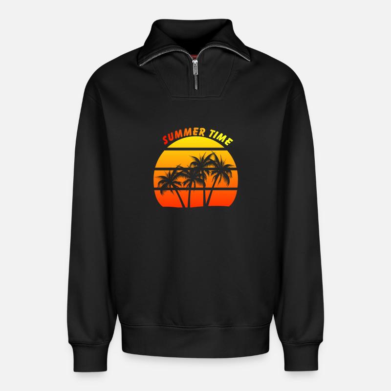 Sommerzeit - Relaxed Unisex Organic Half Zip Sweatshirt – von SPREAD - Schwarz