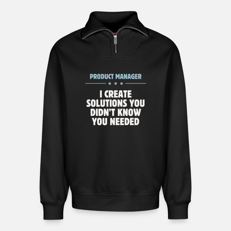 Product Manager - Solutions - Relaxed Unisex Organic Half Zip Sweatshirt – von SPREAD - Schwarz