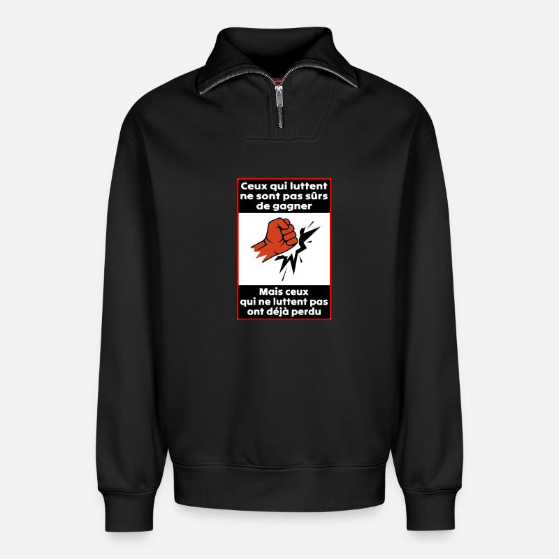 Those who struggle - Relaxed Unisex Organic Half Zip Sweatshirt – by SPREAD - black