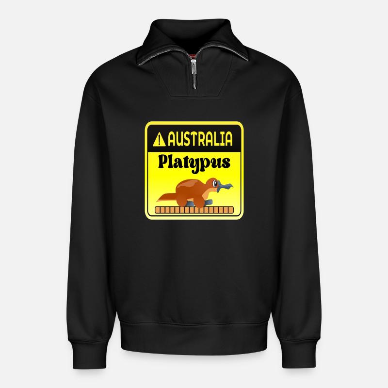 Australien Schnabeltier-Warnung - Säugetiere - Relaxed Unisex Organic Half Zip Sweatshirt – von SPREAD - Schwarz