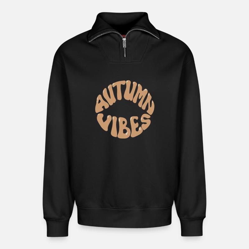 Autumn Vibes - Relaxed Unisex Organic Half Zip Sweatshirt – von SPREAD - Schwarz