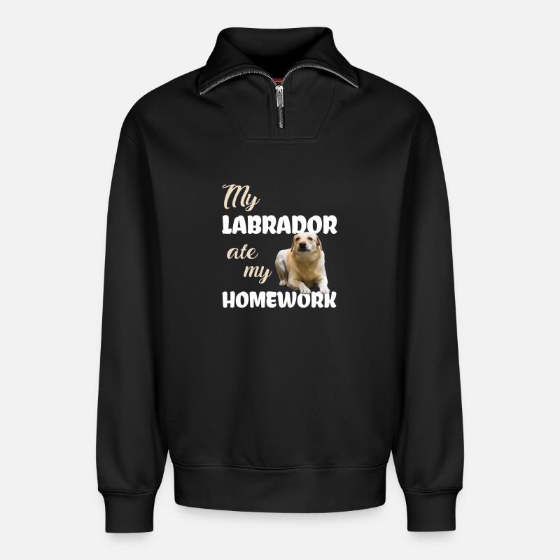 Devoirs du Labrador - Sweat unisexe décontracté en coton biologique à demi-zip – de SPREAD - noir