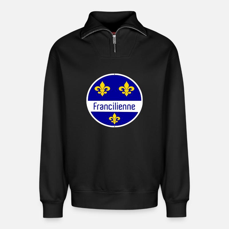 Francilienne - Sweat unisexe décontracté en coton biologique à demi-zip – de SPREAD - noir