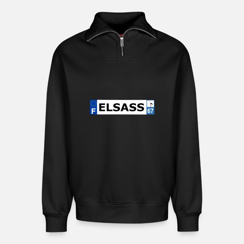Elsass - Relaxed Unisex Organic Half Zip Sweatshirt – von SPREAD - Schwarz