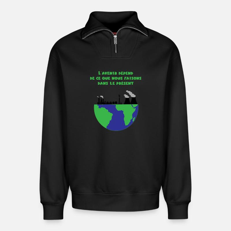 Planet Earth - Relaxed Unisex Organic Half Zip Sweatshirt – by SPREAD - black