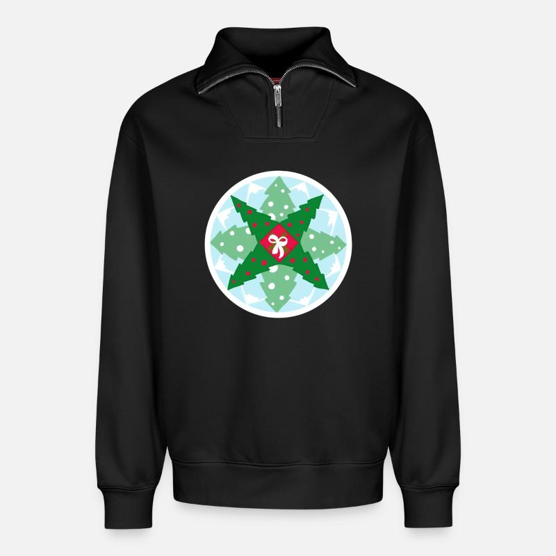 Christmas Pattern - Relaxed Unisex Organic Half Zip Sweatshirt – by SPREAD - black