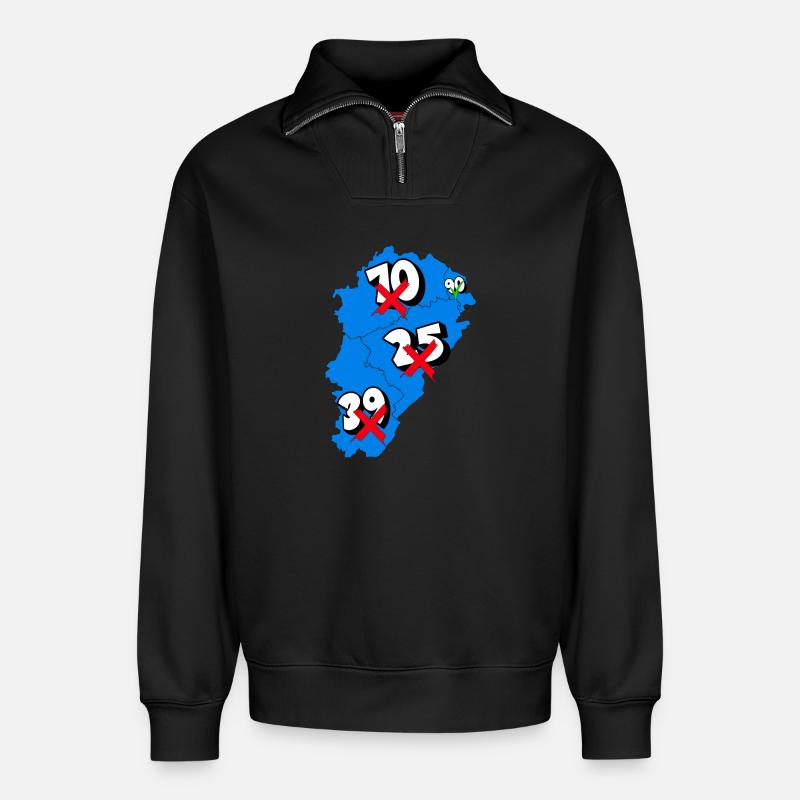 Région franche comté - Sweat unisexe décontracté en coton biologique à demi-zip – de SPREAD - noir