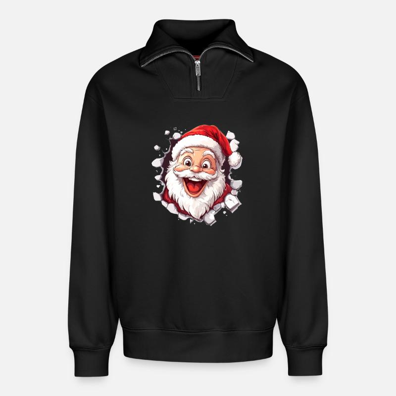 Fröhlicher Weihnachtsmann - Relaxed Unisex Organic Half Zip Sweatshirt – von SPREAD - Schwarz