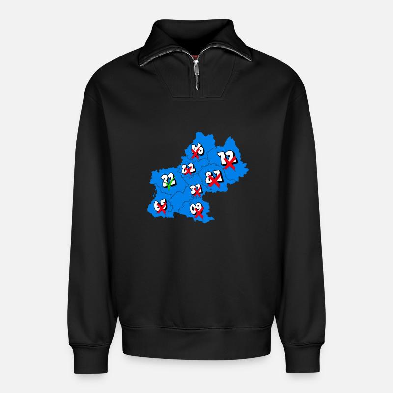 Midi-Pyrénées Region - Relaxed Unisex Organic Half Zip Sweatshirt – von SPREAD - Schwarz