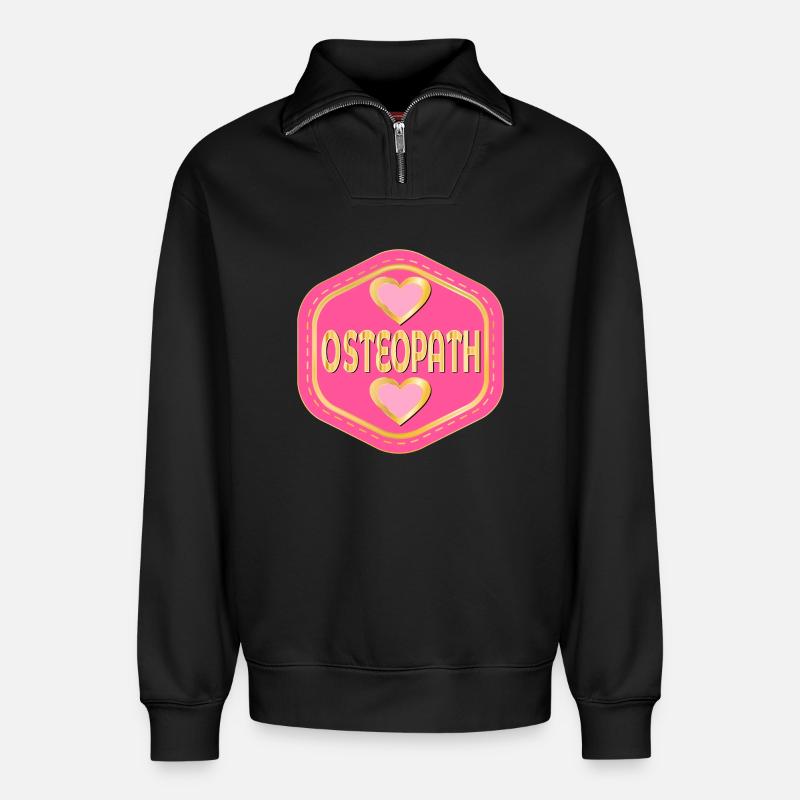 HERZ-OSTEOPATH - Relaxed Unisex Organic Half Zip Sweatshirt – von SPREAD - Schwarz