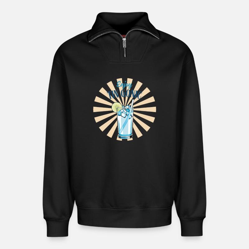 Enjoy Tin Gonic - Relaxed Unisex Organic Half Zip Sweatshirt – von SPREAD - Schwarz