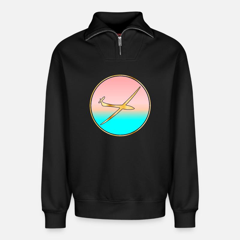 PLANEUR SEA SUNSET - Sweat unisexe décontracté en coton biologique à demi-zip – de SPREAD - noir