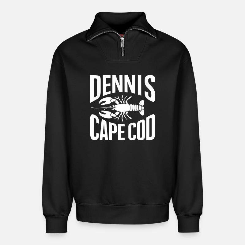 Dennis Cape Cod Lobster - Relaxed Unisex Organic Half Zip Sweatshirt – by SPREAD - black