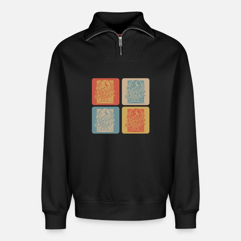 Astronomie Retro Design - Relaxed Unisex Organic Half Zip Sweatshirt – von SPREAD - Schwarz