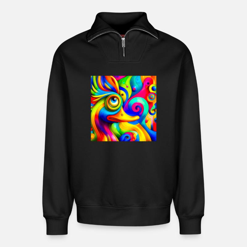 Gemälde von einer ente - Relaxed Unisex Organic Half Zip Sweatshirt – von SPREAD - Schwarz