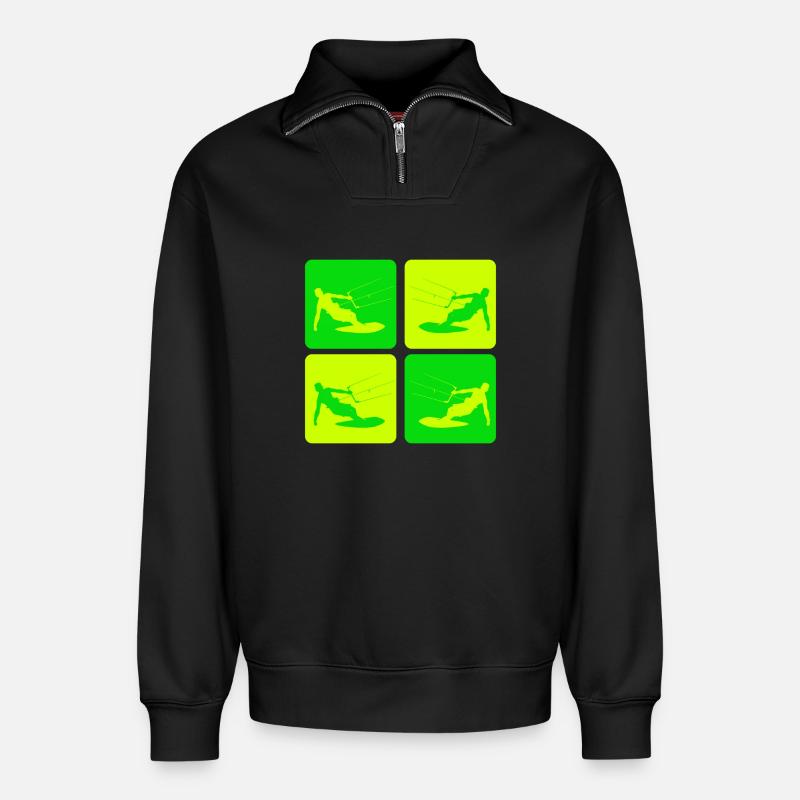 Kitesurfen Pop Art Style - Relaxed Unisex Organic Half Zip Sweatshirt – von SPREAD - Schwarz