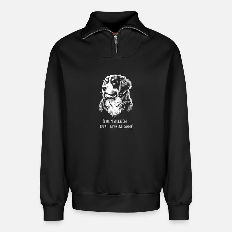 Bouvier bernois - Sweat unisexe décontracté en coton biologique à demi-zip – de SPREAD - noir