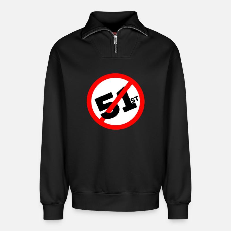 51st State No Way - Relaxed Unisex Organic Half Zip Sweatshirt – by SPREAD - black