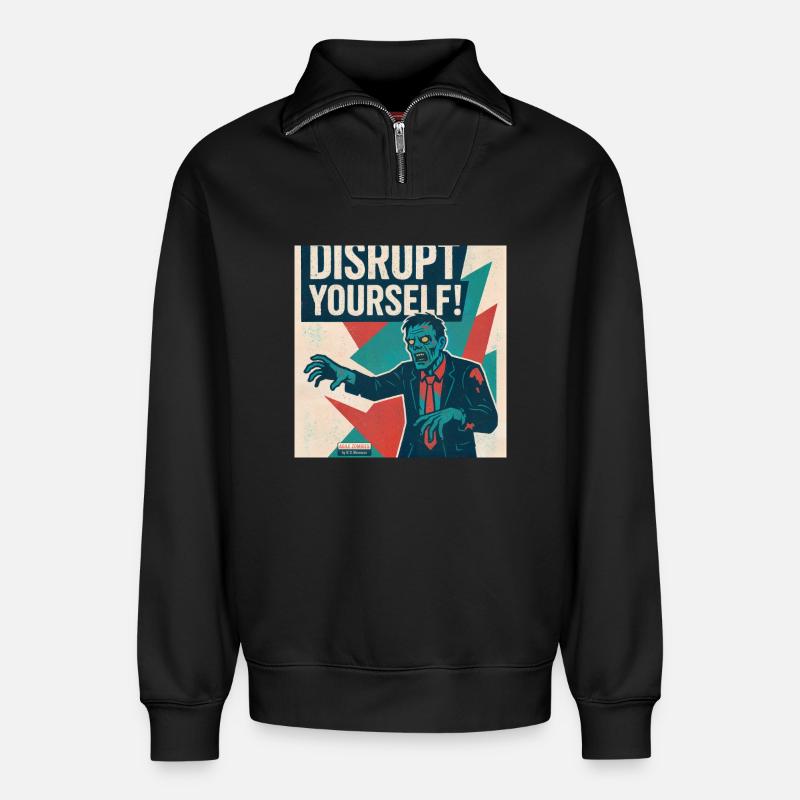 Perturbez-vous ! - Sweat unisexe décontracté en coton biologique à demi-zip – de SPREAD - noir