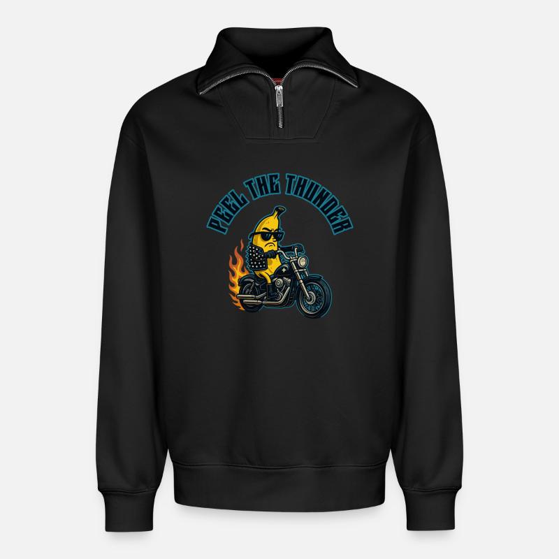 Biker banane - Sweat unisexe décontracté en coton biologique à demi-zip – de SPREAD - noir