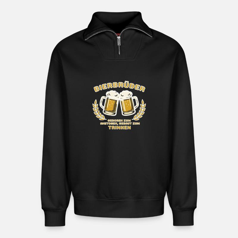 Bierbrüder - Relaxed Unisex Organic Half Zip Sweatshirt – von SPREAD - Schwarz