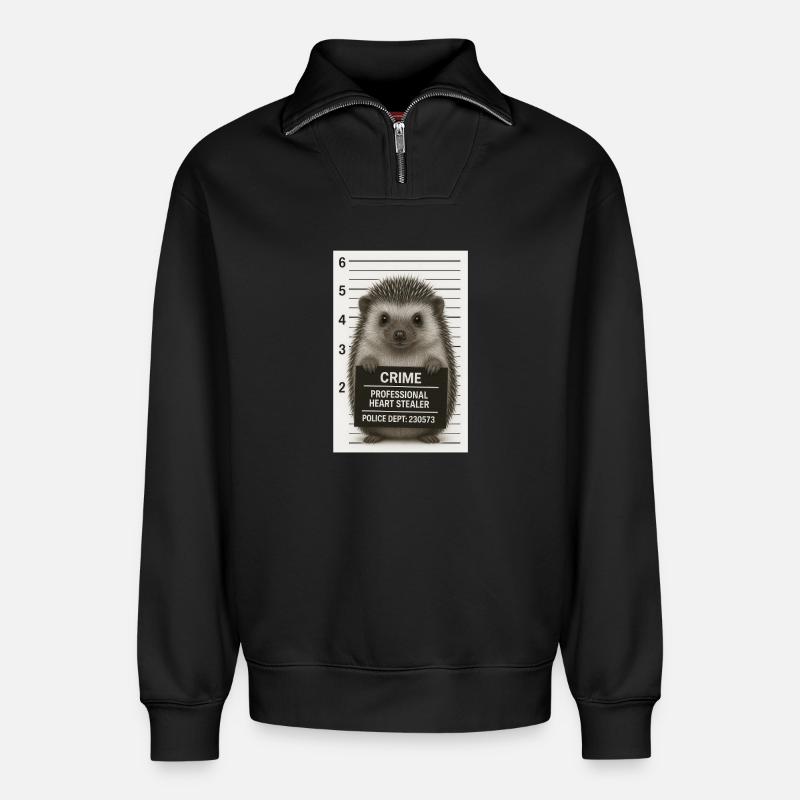 Verbrecherischer Igel - Relaxed Unisex Organic Half Zip Sweatshirt – von SPREAD - Schwarz