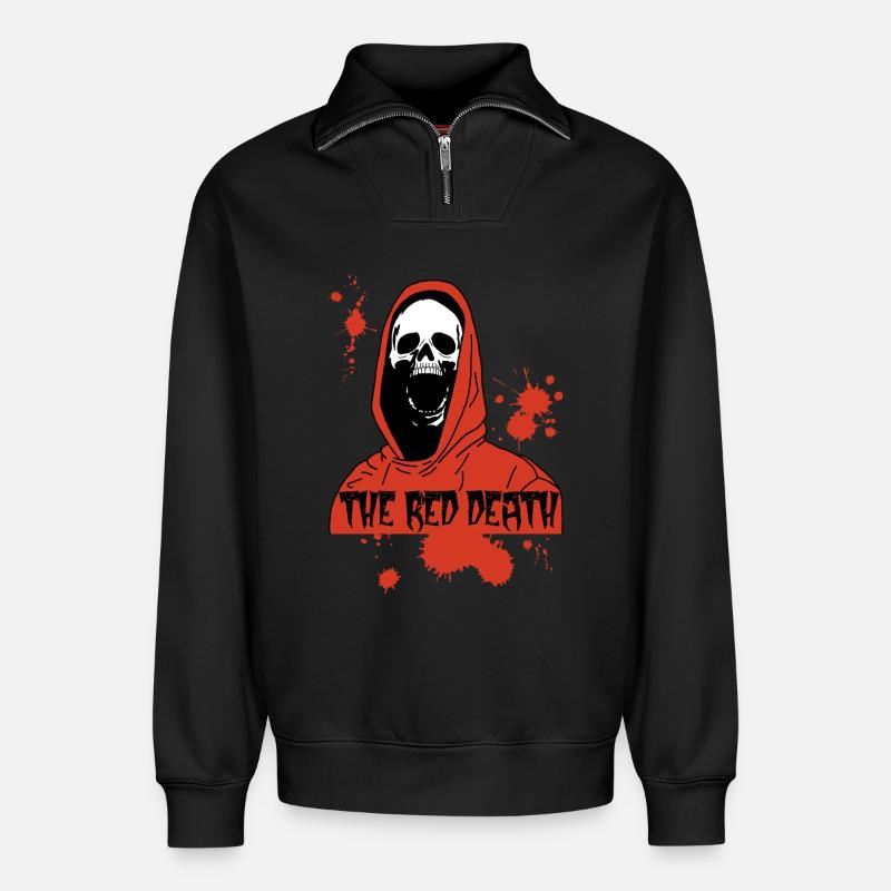 Der Rote Tod - Relaxed Unisex Organic Half Zip Sweatshirt – von SPREAD - Schwarz