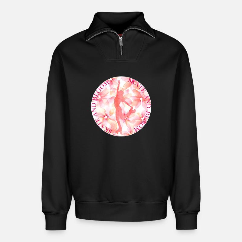 PATINER ET FLEURIR - Sweat unisexe décontracté en coton biologique à demi-zip – de SPREAD - noir