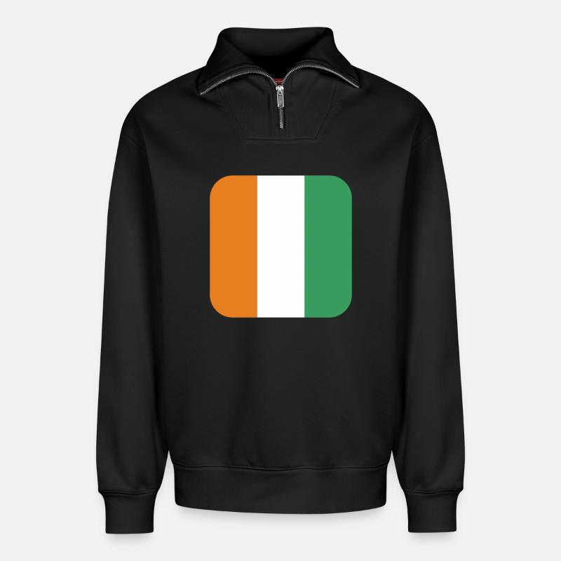 Flagge von Côte d'Ivoire - Relaxed Unisex Organic Half Zip Sweatshirt – von SPREAD - Schwarz