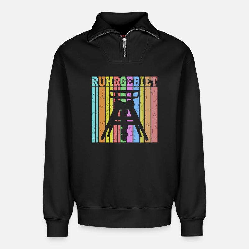 zeche ruhrgebiet - Relaxed Unisex Organic Half Zip Sweatshirt – von SPREAD - Schwarz