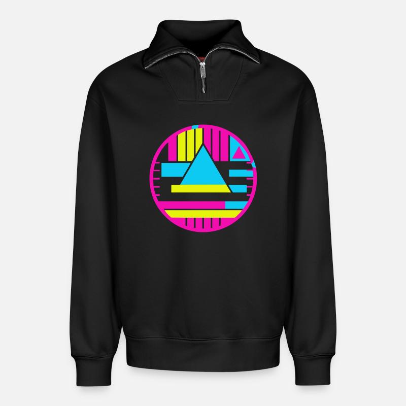 Test Mark New Wave - Relaxed Unisex Organic Half Zip Sweatshirt – by SPREAD - black