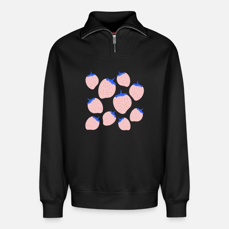 ERDBEEREN BEEREN - Relaxed Unisex Organic Half Zip Sweatshirt – von SPREAD - Schwarz