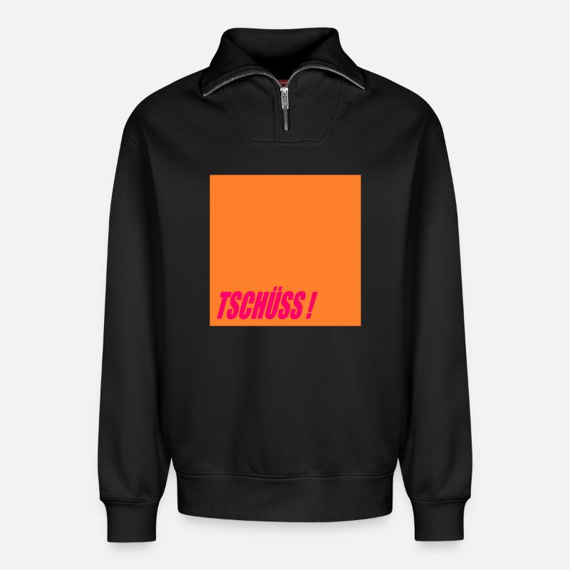 ABSCHIEDSSPRÜCHE TSCHÜSS - Relaxed Unisex Organic Half Zip Sweatshirt – von SPREAD - Schwarz