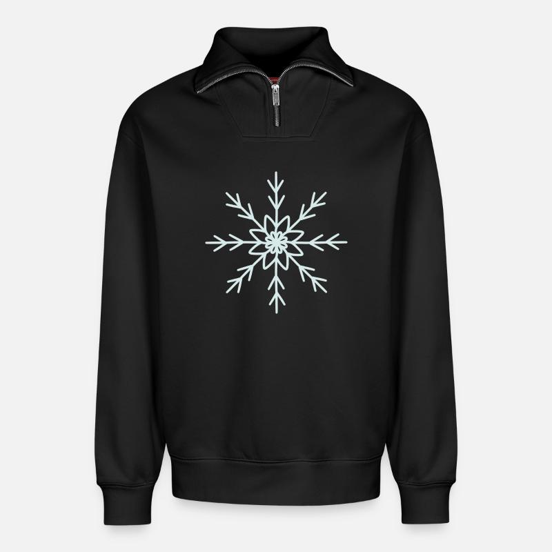 Elegantes Schneeflocken-Muster-Design - Relaxed Unisex Organic Half Zip Sweatshirt – von SPREAD - Schwarz