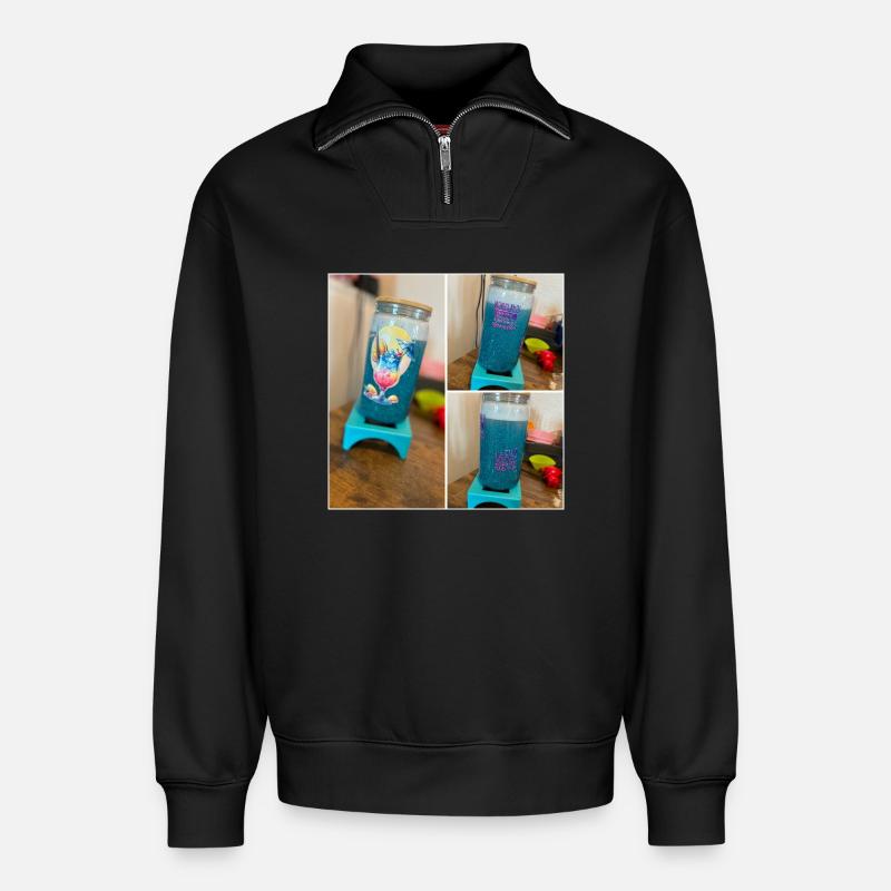 Glitter Mug - Relaxed Unisex Organic Half Zip Sweatshirt – by SPREAD - black