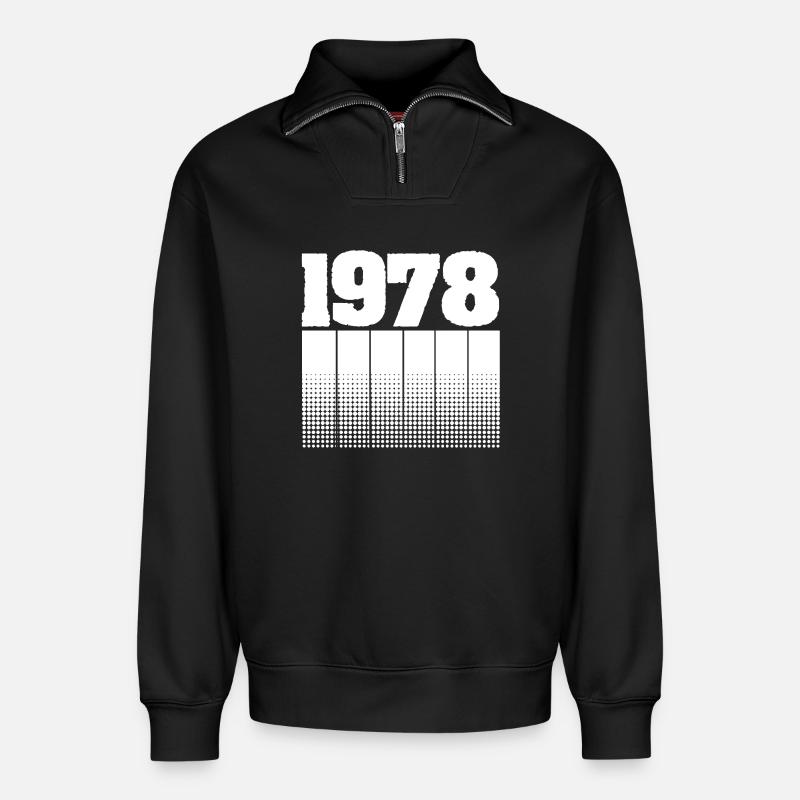 1978 - Relaxed Unisex Organic Half Zip Sweatshirt – von SPREAD - Schwarz
