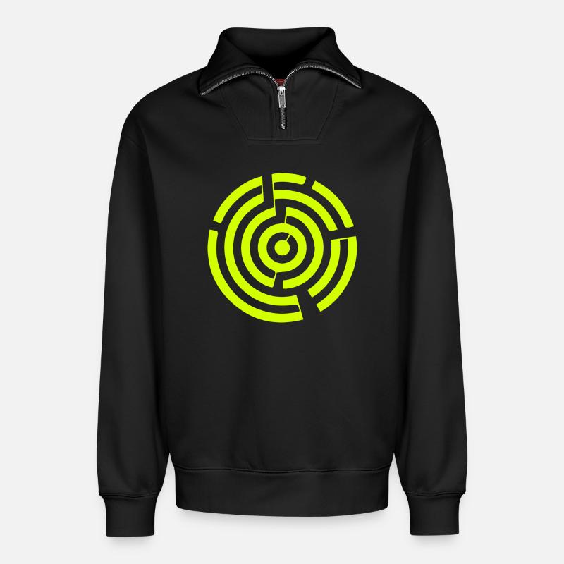 Labyrinthe Labyrinthe Crop Circle - Sweat unisexe décontracté en coton biologique à demi-zip – de SPREAD - noir