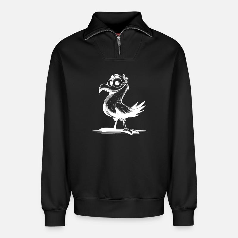 Comedy Vogel Lachgarantie mit Schnabel - Relaxed Unisex Organic Half Zip Sweatshirt – von SPREAD - Schwarz