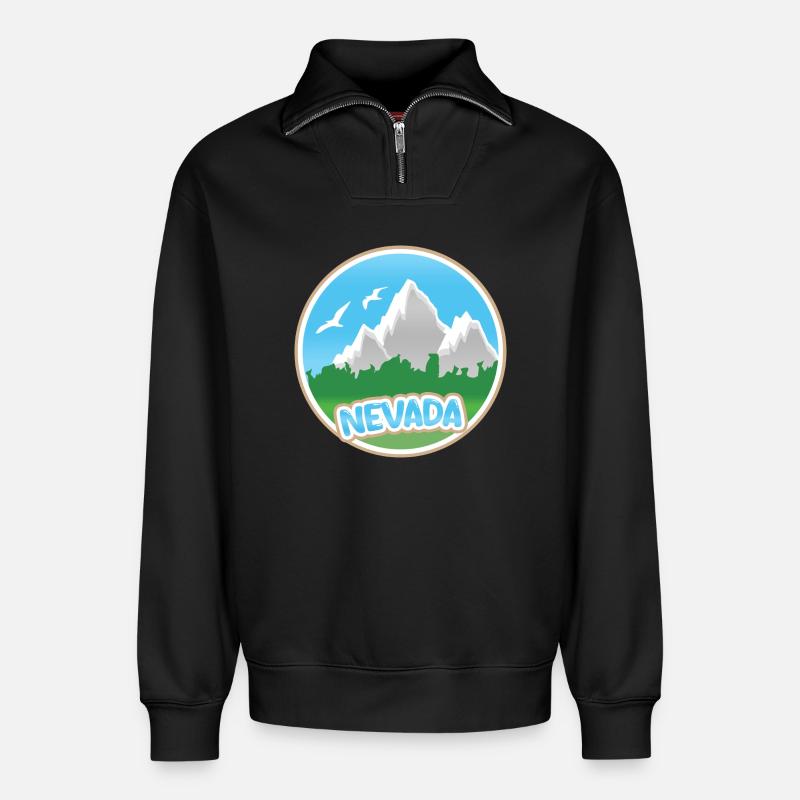 Nevada als Nevada - Relaxed Unisex Organic Half Zip Sweatshirt – von SPREAD - Schwarz