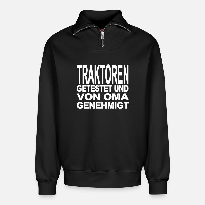 Traktor - Relaxed Unisex Organic Half Zip Sweatshirt – von SPREAD - Schwarz