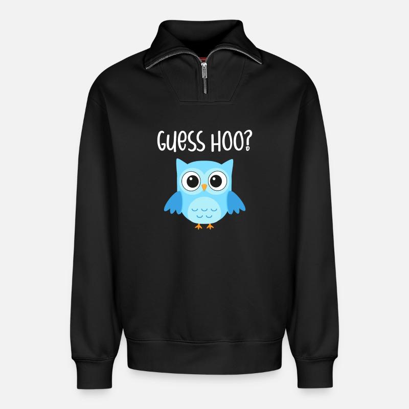 Eule Guess Hoo - Relaxed Unisex Organic Half Zip Sweatshirt – von SPREAD - Schwarz