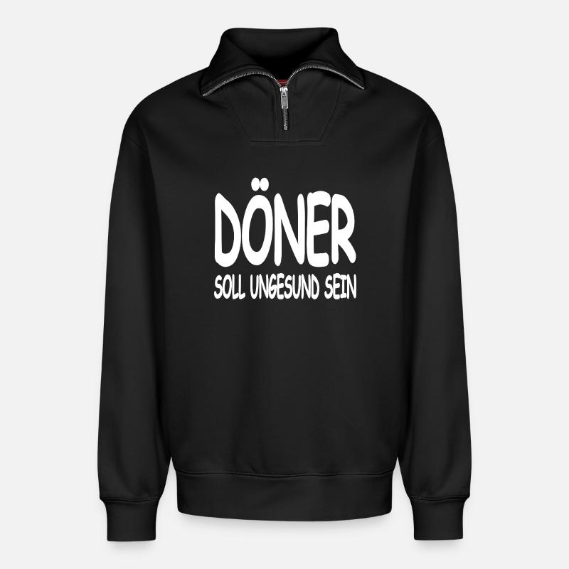 Döner - Relaxed Unisex Organic Half Zip Sweatshirt – von SPREAD - Schwarz