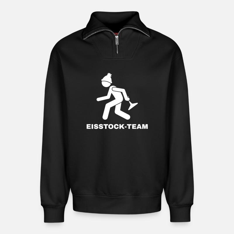 EISSTOCK-TEAM - Relaxed Unisex Organic Half Zip Sweatshirt – von SPREAD - Schwarz