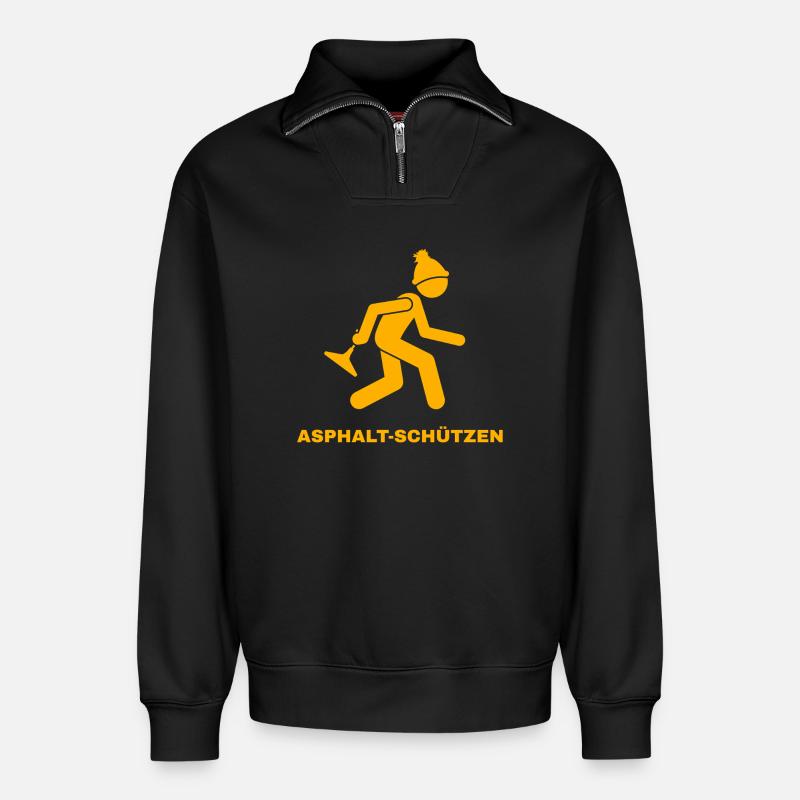 Asphalt-Schützen orange - Relaxed Unisex Organic Half Zip Sweatshirt – von SPREAD - Schwarz