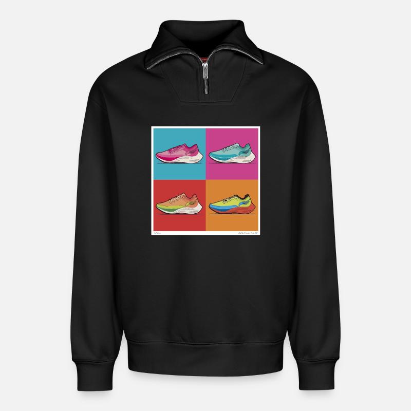 Pop Art Trainer - Relaxed Unisex Organic Half Zip Sweatshirt – von SPREAD - Schwarz