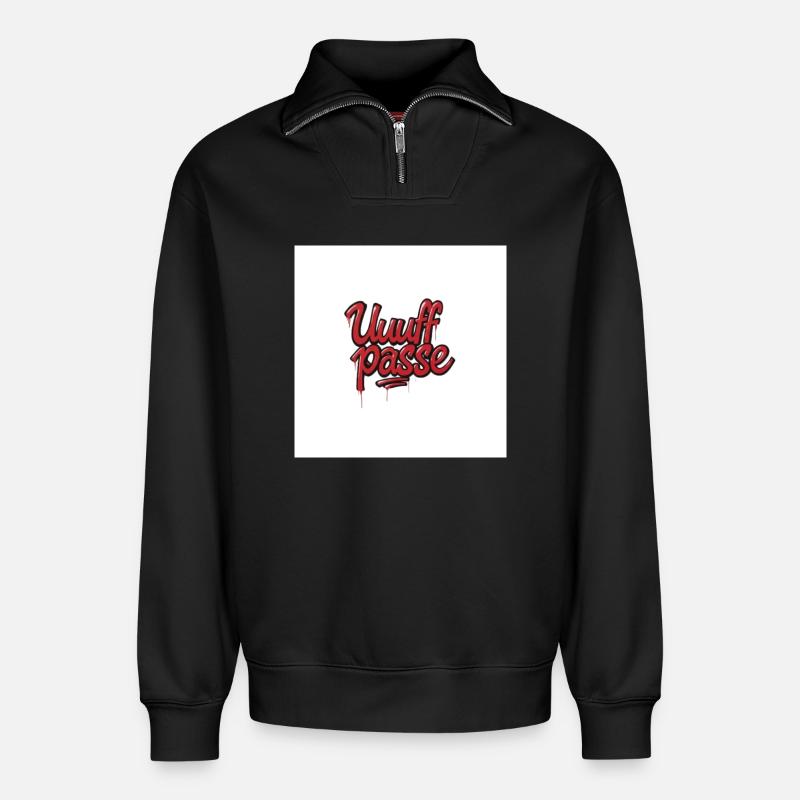 UffPasse Graffiti Lettrage - Sweat unisexe décontracté en coton biologique à demi-zip – de SPREAD - noir